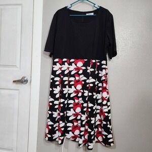 Nemidor Dress Women's Plus Size 24 With Pockets Black‎ Red White Swing Style